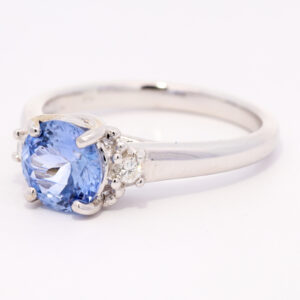 White Gold Ceylon Blue Sapphire and Diamond Engagement Ring