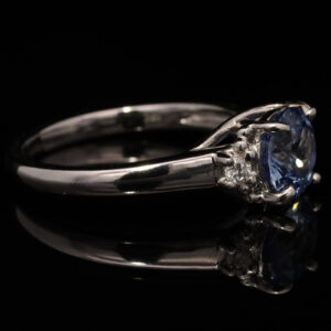 White Gold Ceylon Blue Sapphire and Diamond Engagement Ring