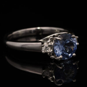 White Gold Ceylon Blue Sapphire and Diamond Engagement Ring