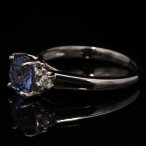 White Gold Ceylon Blue Sapphire and Diamond Engagement Ring