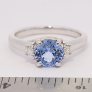 White Gold Ceylon Blue Sapphire and Diamond Engagement Ring