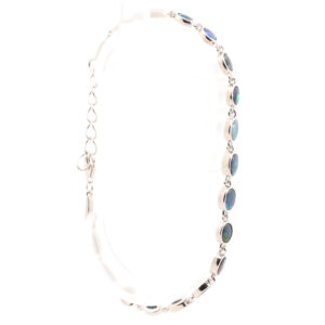 Sterling Silver Blue Green Purple Red Solid Australian Black Opal Bracelet