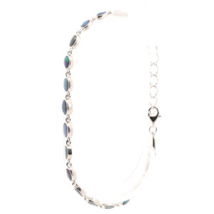 Sterling Silver Blue Green Purple Red Solid Australian Black Opal Bracelet