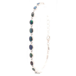 Sterling Silver Blue Green Purple Red Solid Australian Black Opal Bracelet