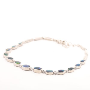 Sterling Silver Blue Green Purple Red Solid Australian Black Opal Bracelet