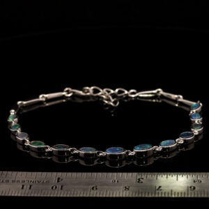 Sterling Silver Blue Green Purple Red Solid Australian Black Opal Bracelet
