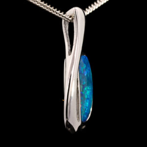 Sterling Silver Blue Green Purple Doublet Opal Pendant Necklace