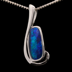 Sterling Silver Blue Green Purple Doublet Opal Pendant Necklace