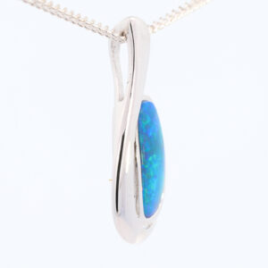 Sterling Silver Blue Green Purple Doublet Opal Pendant Necklace