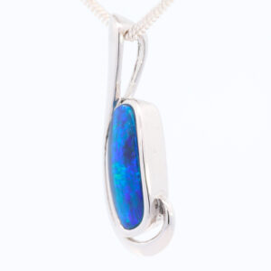 Sterling Silver Blue Green Purple Doublet Opal Pendant Necklace