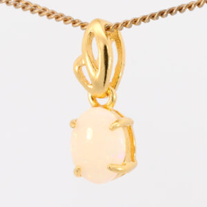 Gold Plated Sterling Silver Blue Green Yellow Orange Pink Solid Australian White Opal Pendant Necklace
