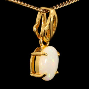 Gold Plated Sterling Silver Blue Green Yellow Orange Pink Solid Australian White Opal Pendant Necklace