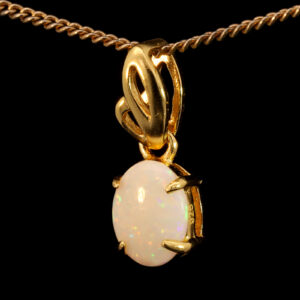 Gold Plated Sterling Silver Blue Green Yellow Orange Pink Solid Australian White Opal Pendant Necklace