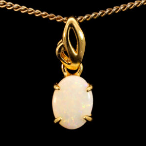 Gold Plated Sterling Silver Blue Green Yellow Orange Pink Solid Australian White Opal Pendant Necklace