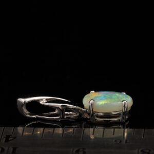 White Gold Blue Green Yellow Orange Solid Australian Crystal Opal Pendant Necklace