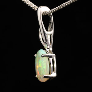 White Gold Blue Green Yellow Orange Solid Australian Crystal Opal Pendant Necklace
