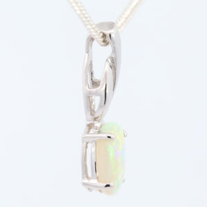 White Gold Blue Green Yellow Orange Solid Australian Crystal Opal Pendant Necklace