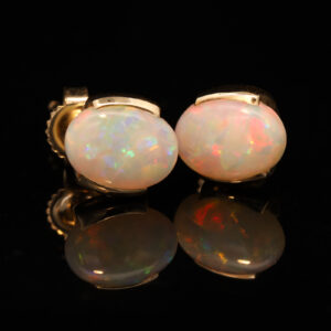 Yellow Gold Blue Green Yellow Orange Red Solid Australian Crystal Opal Earrings