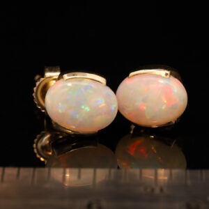 Yellow Gold Blue Green Yellow Orange Red Solid Australian Crystal Opal Earrings