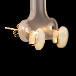 Yellow Gold Blue Green Yellow Orange Red Solid Australian Crystal Opal Earrings