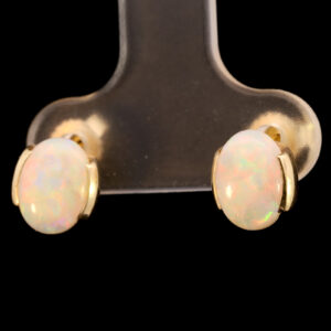 Yellow Gold Blue Green Yellow Orange Red Solid Australian Crystal Opal Earrings