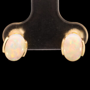 Yellow Gold Blue Green Yellow Orange Red Solid Australian Crystal Opal Earrings