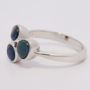 Sterling Silver Blue Green Purple Solid Australian Black Opal Ring