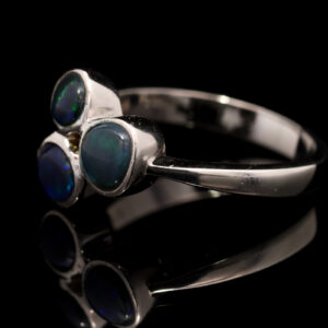 Sterling Silver Blue Green Purple Solid Australian Black Opal Ring