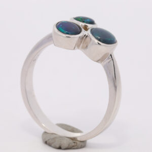 Sterling Silver Blue Green Purple Solid Australian Black Opal Ring