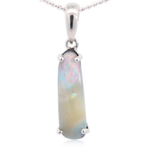 Sterling Silver Blue Green Orange Pink Solid Australian Boulder Opal Pendant Necklace