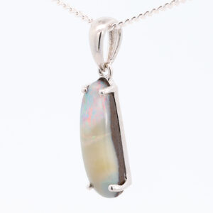 Sterling Silver Blue Green Orange Pink Solid Australian Boulder Opal Pendant Necklace