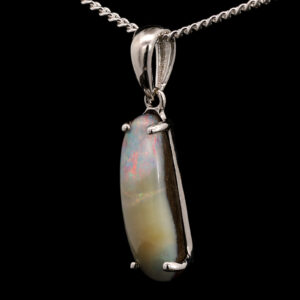 Sterling Silver Blue Green Orange Pink Solid Australian Boulder Opal Pendant Necklace