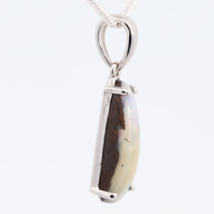 Sterling Silver Blue Green Orange Pink Solid Australian Boulder Opal Pendant Necklace