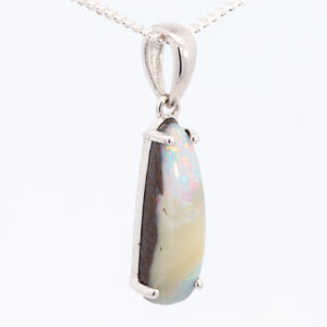 Sterling Silver Blue Green Orange Pink Solid Australian Boulder Opal Pendant Necklace