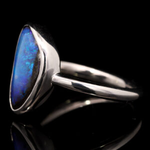 Sterling Silver Blue Purple Solid Australian Boulder Opal Ring