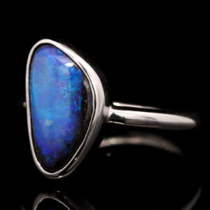 Sterling Silver Blue Purple Solid Australian Boulder Opal Ring