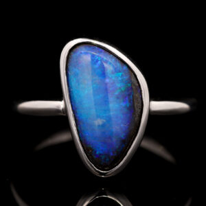 Sterling Silver Blue Purple Solid Australian Boulder Opal Ring