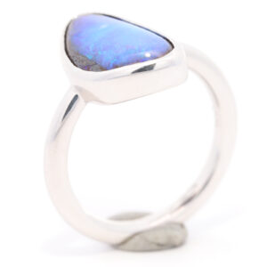 Sterling Silver Blue Purple Solid Australian Boulder Opal Ring