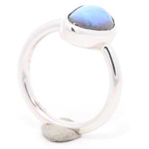 Sterling Silver Blue Purple Solid Australian Boulder Opal Ring