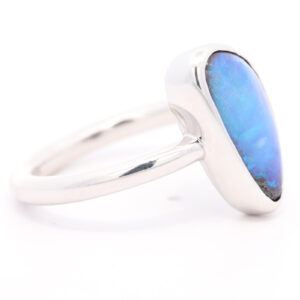 Sterling Silver Blue Purple Solid Australian Boulder Opal Ring