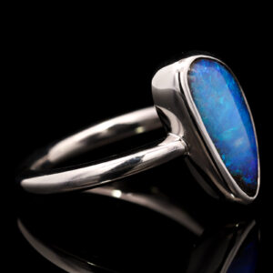 Sterling Silver Blue Purple Solid Australian Boulder Opal Ring