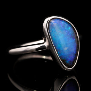 Sterling Silver Blue Purple Solid Australian Boulder Opal Ring