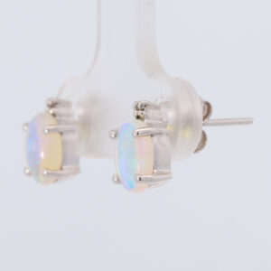 White Gold Blue Green Solid Australian Crystal Opal Earrings
