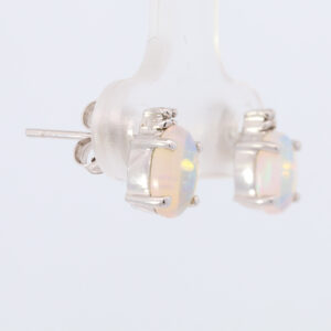 White Gold Blue Green Solid Australian Crystal Opal Earrings