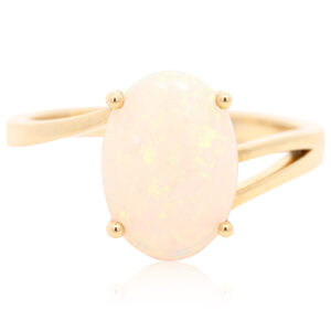 Yellow Gold Blue Green Crystal Opal Ring