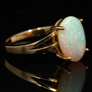 Yellow Gold Blue Green Crystal Opal Ring