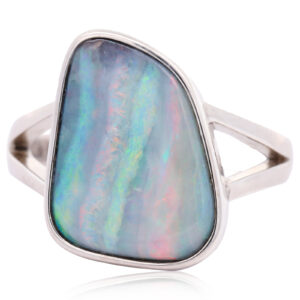 Sterling Silver Blue Green Yellow Orange Red Purple Boulder Opal Ring