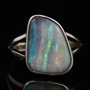Sterling Silver Blue Green Yellow Orange Red Purple Boulder Opal Ring