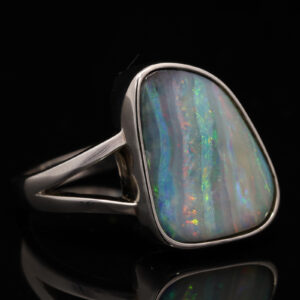 Sterling Silver Blue Green Yellow Orange Red Purple Boulder Opal Ring