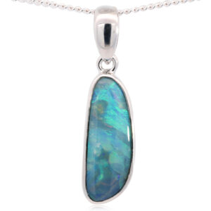 Sterling Silver Blue Green Purple Boulder Opal Pendant